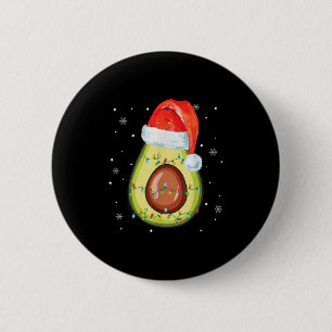 Bóton Redondo 5.08cm Chapéu de Papai Noel Abacate Feliz Natal Vegan Pij