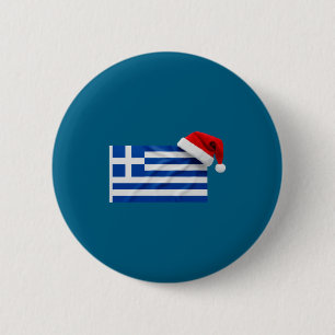 Bóton Redondo 5.08cm Chapéu de Papai Noel com Bandeira Grega Grego Nata