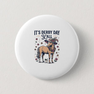 Bóton Redondo 5.08cm Chapéu Floral Cavalo Derby Day Y'all