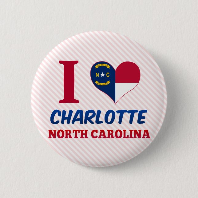 Bóton Redondo 5.08cm Charlotte, Carolina do Norte (Frente)