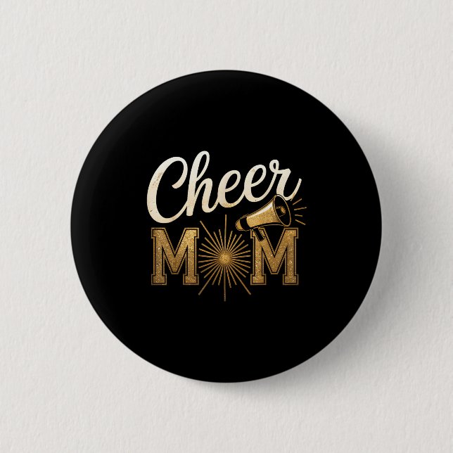 Bóton Redondo 5.08cm Cheer Gold Cheerleader Cheerleading Mom Game Day D (Frente)