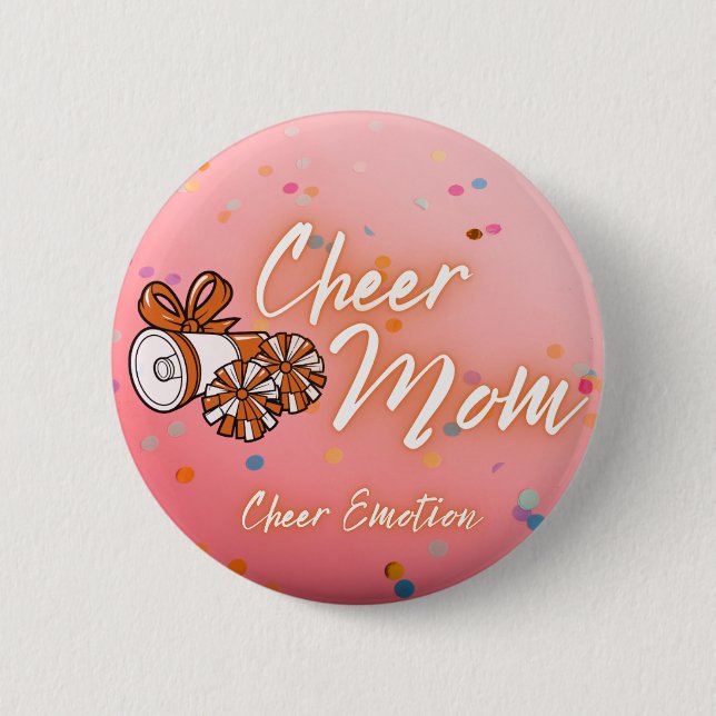 Bóton Redondo 5.08cm Cheer Mãe Pin (Frente)