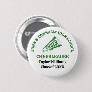 Bóton Redondo 5.08cm Cheerleader do Ensino Médio Verde Personalizado
