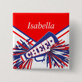 Bóton Redondo 5.08cm Cheerleader em azul, branco e vermelho