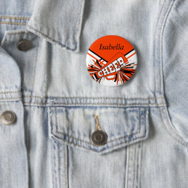 Bóton Redondo 5.08cm Cheerleader em laranja, branco e preto