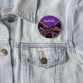 Bóton Redondo 5.08cm Cheerleader em roxo, Dourado e preto
