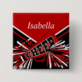 Bóton Redondo 5.08cm Cheerleader em vermelho e preto