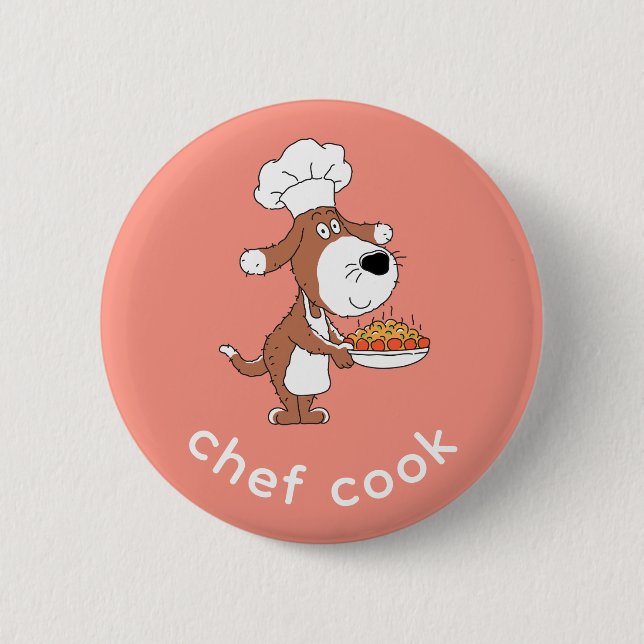 Bóton Redondo 5.08cm Chef Cook Cute Engraçado Cachorro Puppy Cartoon (Frente)
