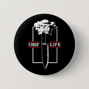 Bóton Redondo 5.08cm Chef Cozinheiro Vida Faca Restaurante Culinária Co