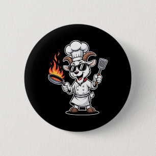 Bóton Redondo 5.08cm Chef de Bode Velho com Fogo na Panela Cozinha BBQ