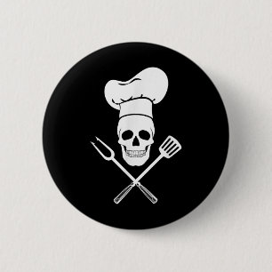 Bóton Redondo 5.08cm Chef Hat Cook Skull Kitchen Barbecue - Ferramentas