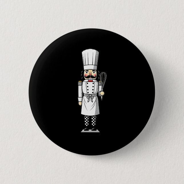 Bóton Redondo 5.08cm Chef Nutcracker Cook Hat Xmas  (Frente)