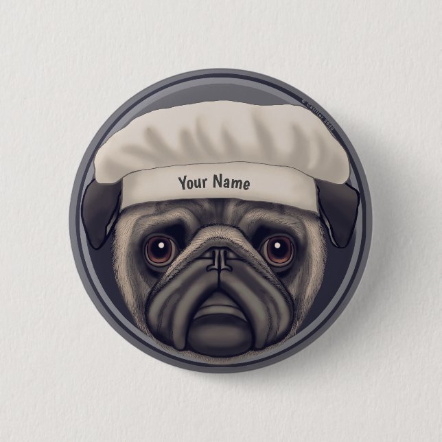 Bóton Redondo 5.08cm Chef Pug (Frente)