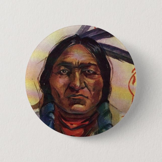 Bóton Redondo 5.08cm Chefe Sitting Bull (Frente)