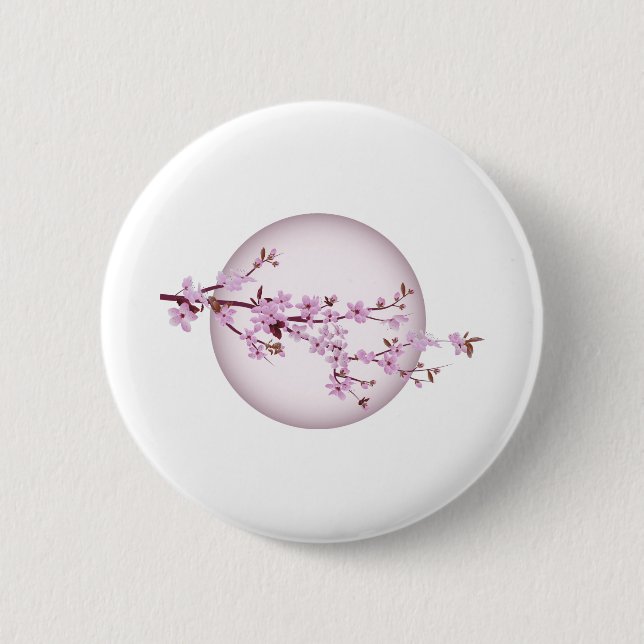Bóton Redondo 5.08cm Cherry Blossom Tree Japonês Sakura (Frente)