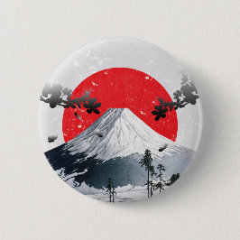 Bóton Redondo 5.08cm Cherry Blossoms Monte Fuji Japão