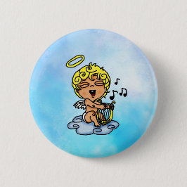 Bóton Redondo 5.08cm Cherub tocando botão harp ou pino