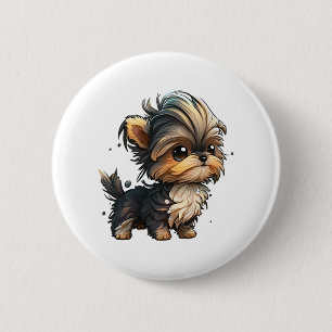 Bóton Redondo 5.08cm Chibi Yorkshire Terrier