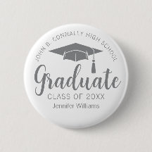 Chic Tag de Nome de Graduado em Cinza Prata Gradua