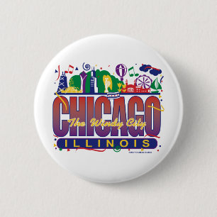 Bóton Redondo 5.08cm Chicago-Confetti