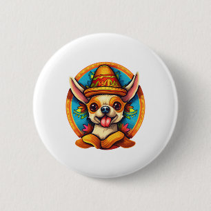 Bóton Redondo 5.08cm Chihuahua Mexico Cinco de Mayo Funny Dog