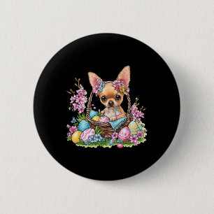 Bóton Redondo 5.08cm Chihuahua Páscoa Chihuahua Orelhas de Coelho Gráfi