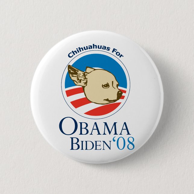 Bóton Redondo 5.08cm Chihuahuas para Obama (Frente)