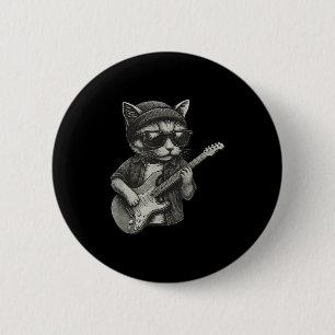 Bóton Redondo 5.08cm Chill Cat Tocando Violão Rock Música Engraçado T