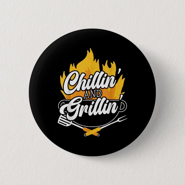 Bóton Redondo 5.08cm Chillin E Grillin Churrasco Grillmaster Barbecue (Frente)