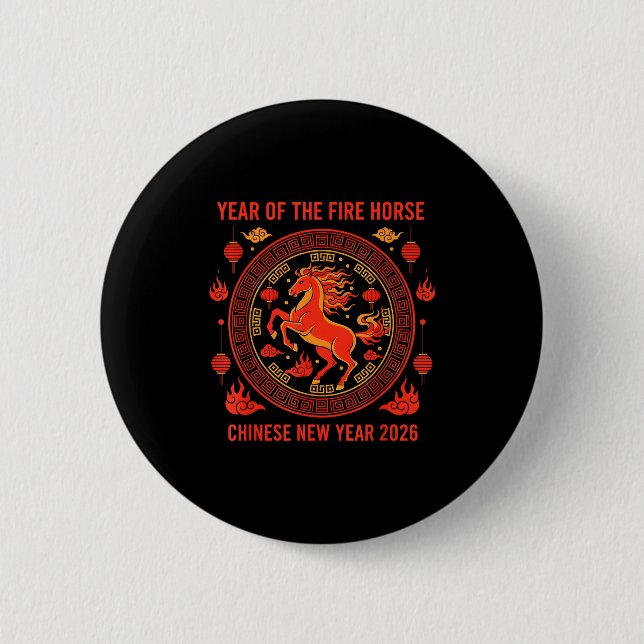 Bóton Redondo 5.08cm Chinese New Year 2026 Year Of The Fire Horse  (Frente)