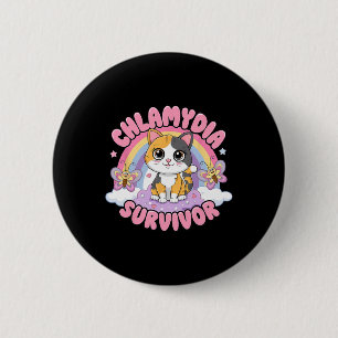 Bóton Redondo 5.08cm Chlamydia Sobrevivente Cat Meme Camisas Engraçadas