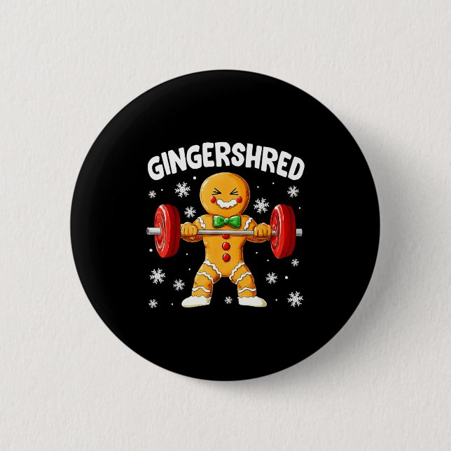 Bóton Redondo 5.08cm Christmas Gym Gingerbread Gingershred Xmas Workout (Frente)