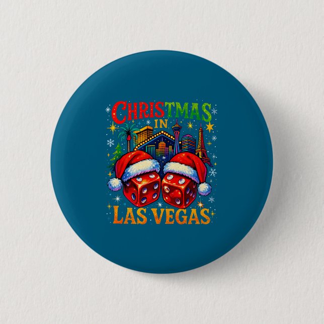 Bóton Redondo 5.08cm Christmas In Las Vegas Funny Holiday Design Long S (Frente)