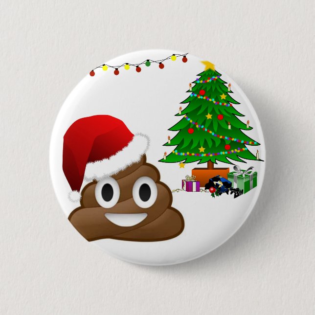 Bóton Redondo 5.08cm christmas poo emoji (Frente)