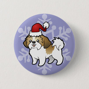 Bóton Redondo 5.08cm Christmas Shih Tzu (corte de cachorro)