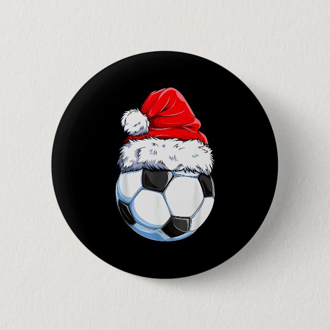 Bóton Redondo 5.08cm Christmas Soccer Ball Santa Hat Funny Srts Xmas Bo (Frente)