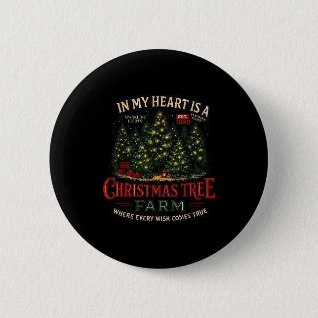 Bóton Redondo 5.08cm Christmas Tree Farm In My Heart Holiday Forest Gif (Frente)