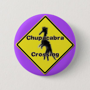 Bóton Redondo 5.08cm Chupacabra que cruza o botão roxo