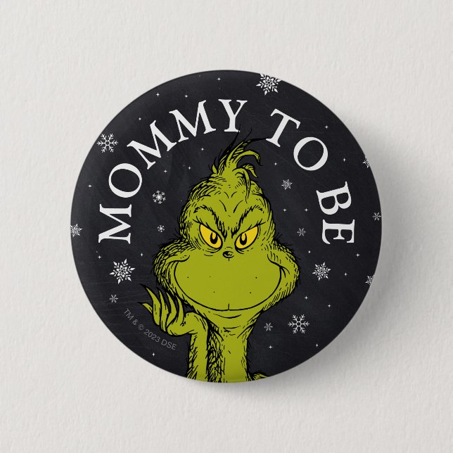 Bóton Redondo 5.08cm Chuva de Grinch Chalkboard | Mamãe Para Ser (Frente)