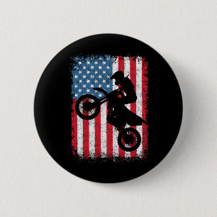 Bóton Redondo 5.08cm Ciclista de Bicicross Motocross Bandeira Americana