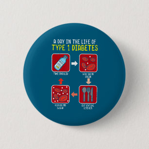 Bóton Redondo 5.08cm Ciclo de Vida Engraçado Diabético Tipo 1 Diabetes