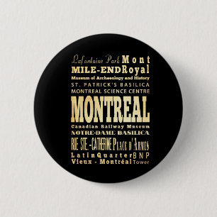 Bóton Redondo 5.08cm Cidade de Montreal da arte da tipografia de Canad