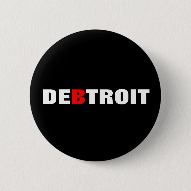 Bóton Redondo 5.08cm Cidade do débito de Detroit (Frente)