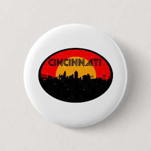 Bóton Redondo 5.08cm Cidade Oval Vermelha Cincinnati
