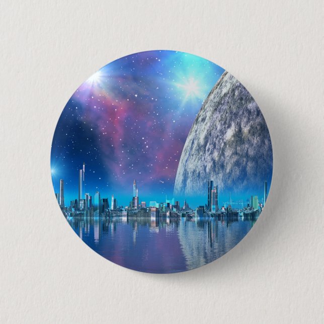 Bóton Redondo 5.08cm Cidades das ilhas do cobalto do botão/crachá (Frente)