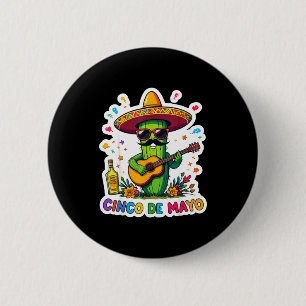 Bóton Redondo 5.08cm Cinco de maio cacto mexicano engraçado óculos de s