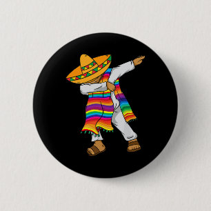Bóton Redondo 5.08cm Cinco De Mayo Dabbing Poncho Kids Toddler Mexicano