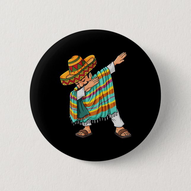 Bóton Redondo 5.08cm Cinco de Mayo Dabbing Poncho Sombrero, divertido m (Frente)