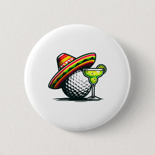 Bóton Redondo 5.08cm Cinco De Mayo Golf Ball Com Sombrero E Margarit