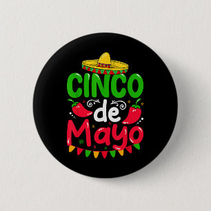 Bóton Redondo 5.08cm Cinco De Mayo Lets Fiesta Squad 5 De Mayo Mexicano
